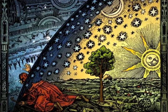 Universum, Camille Flammarion, gravure sur bois, Paris, 1888 (colorisation par Hugo Heikenwaelder, Vienne, 1998).