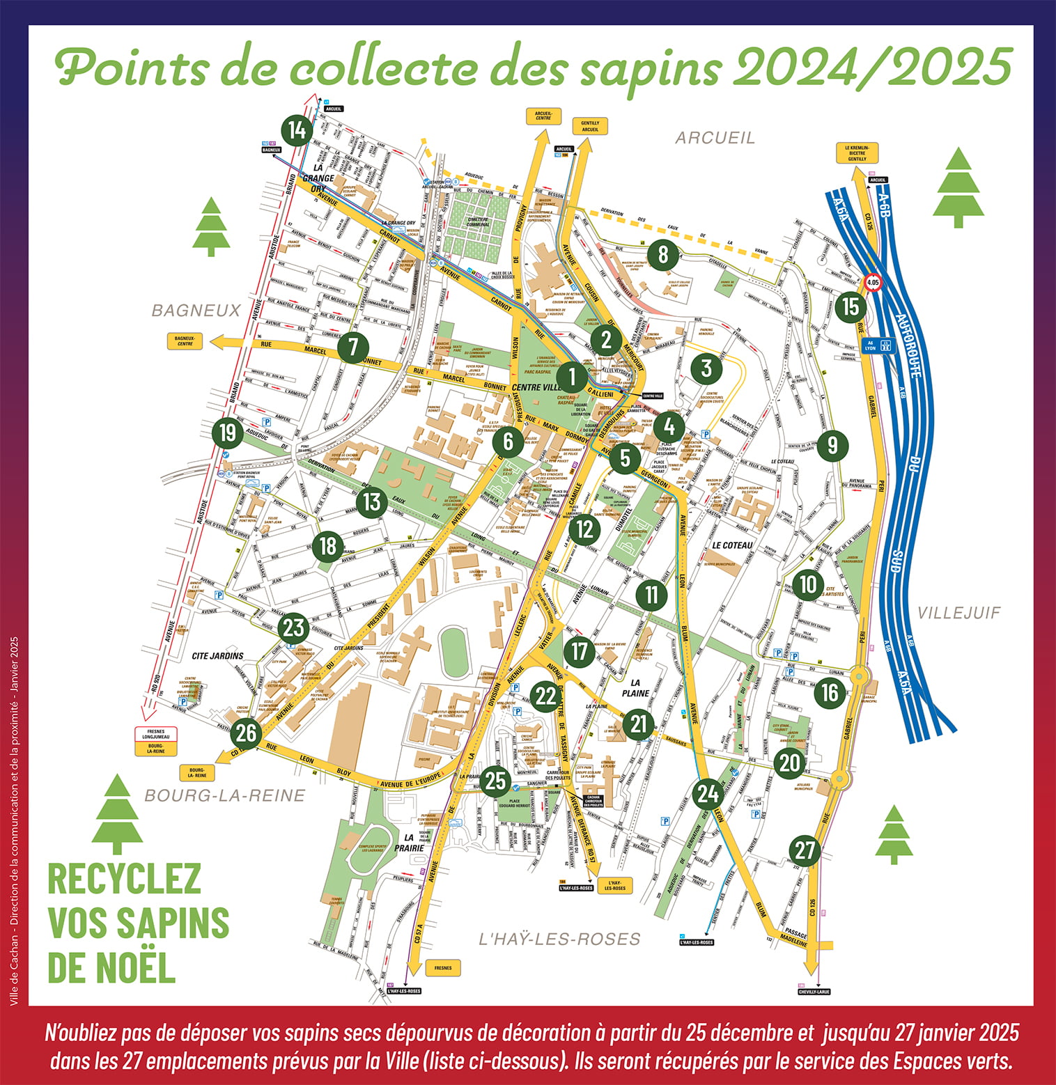 Sapins points collecte cachan 2024